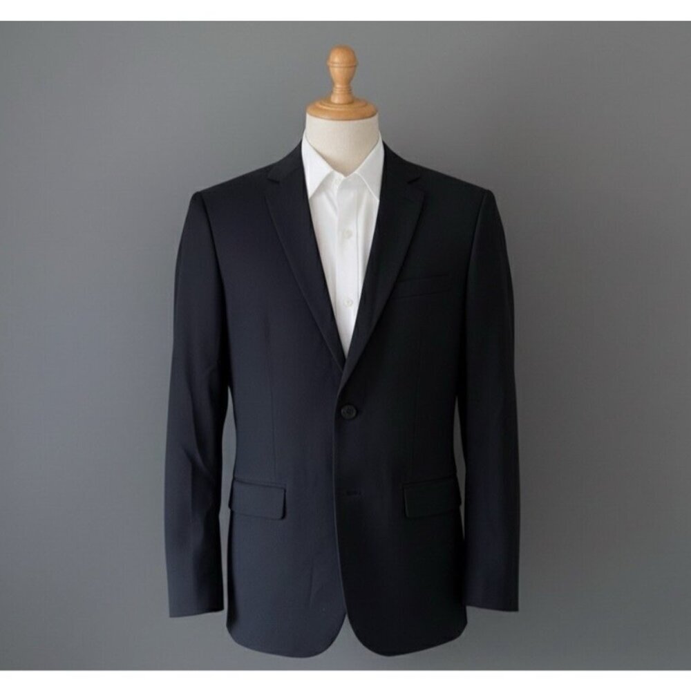 H&M Mens Blazer Jacket Size 40R Slim Fit Sport Coat Two Button Polyester Preppy